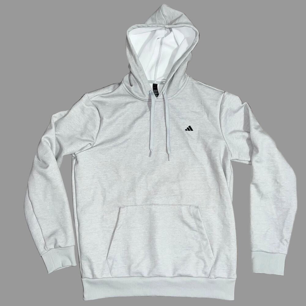 Adidas Pullover Hoodie Men's Size Medium Heather Grey Kangaroo Pocket Sweatshirt